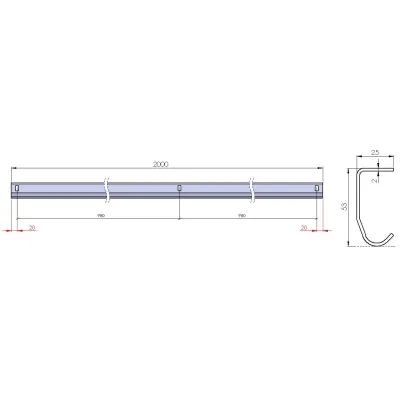 Rail de guidage droit Longueur 2,00m (l'unité)