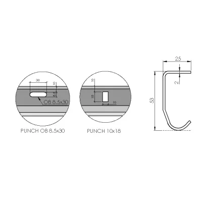 Rail droit pour porte de garage (Longueur 1,2 à 1,8m)