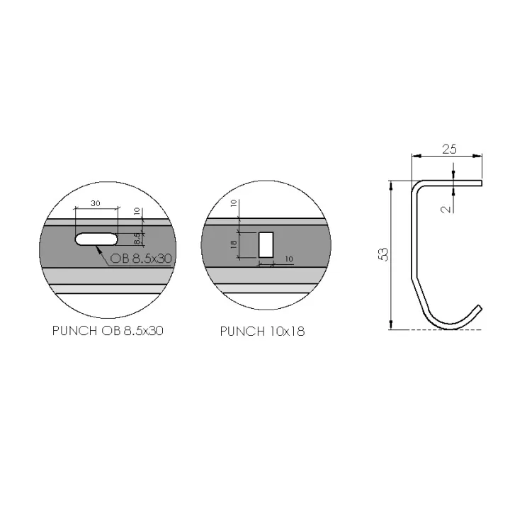 Straight rail for garage door (Length 1.2 to 1.8m)
