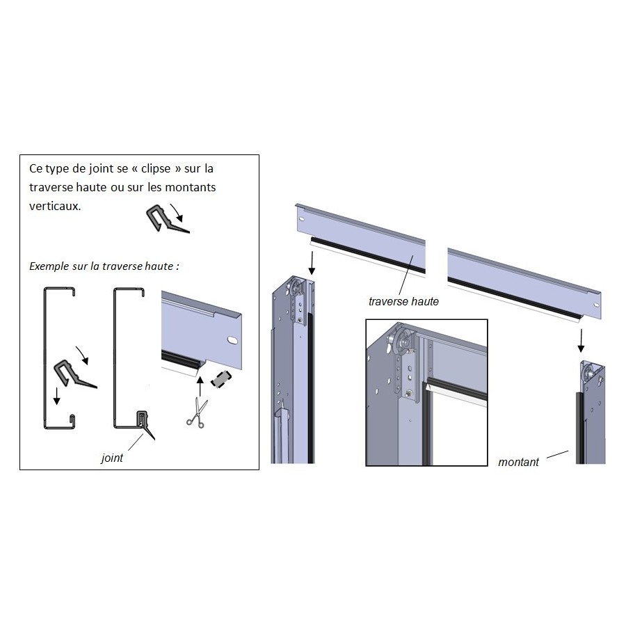 Joint de porte de garage gros espaces 3M 2 à 15 mm, L.6.5 m gris