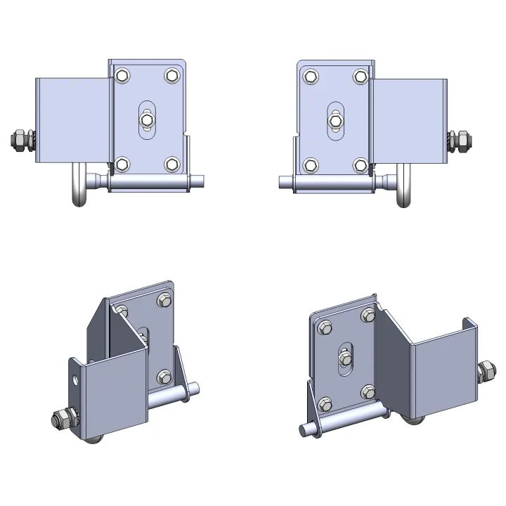 Supports roulettes sectionnelle du bas + accroche cable déporté + roulettes (la paire)