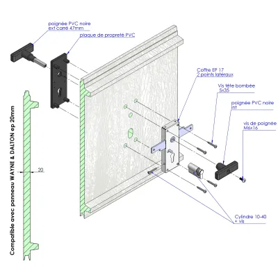 Kit serrure pour sectionnelle WAYNE DALTON iso20