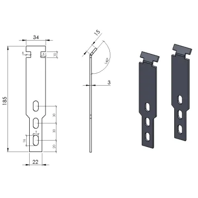 Accroche Ressorts Basculante à 3 trous (porte allemande) (la paire)