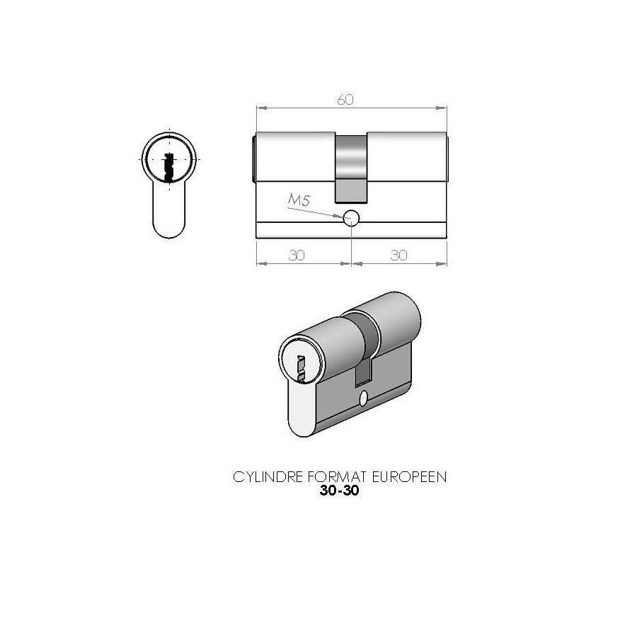 ensemble serrure + barillet pour porte de garage basculante débordante 124