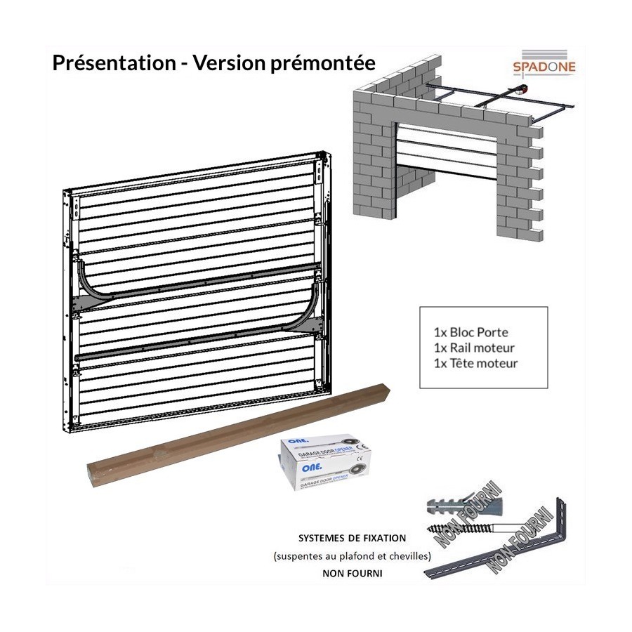 Garage en bois avec porte motorisée sectionnelle S8946