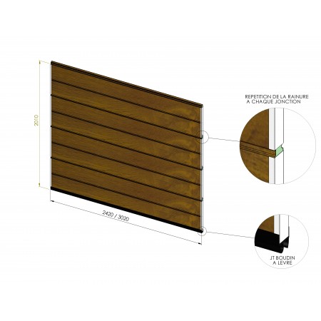 Set of 4 POLYGRAIN panels WITHOUT GROOVE for complete replacement + bottom seal