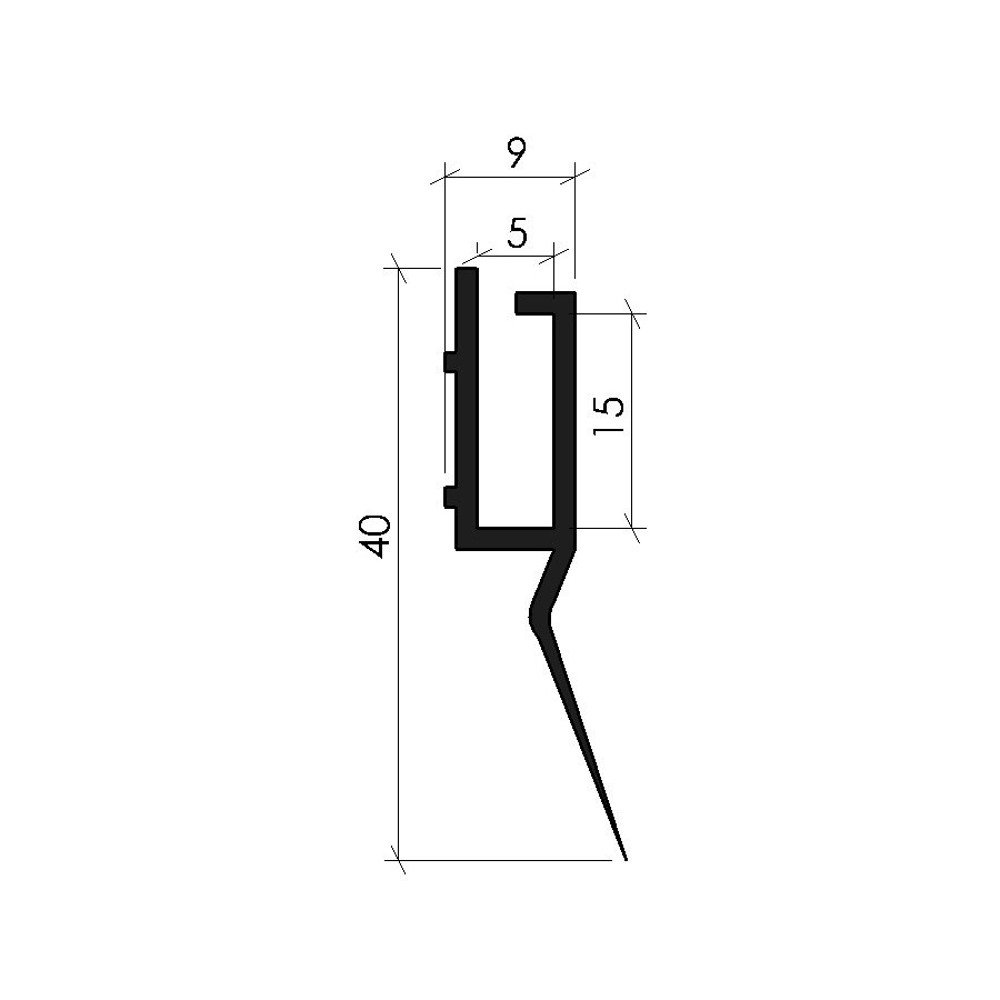 Joint bas à 2 levres pour porte sectionnelle ou basculante au metre