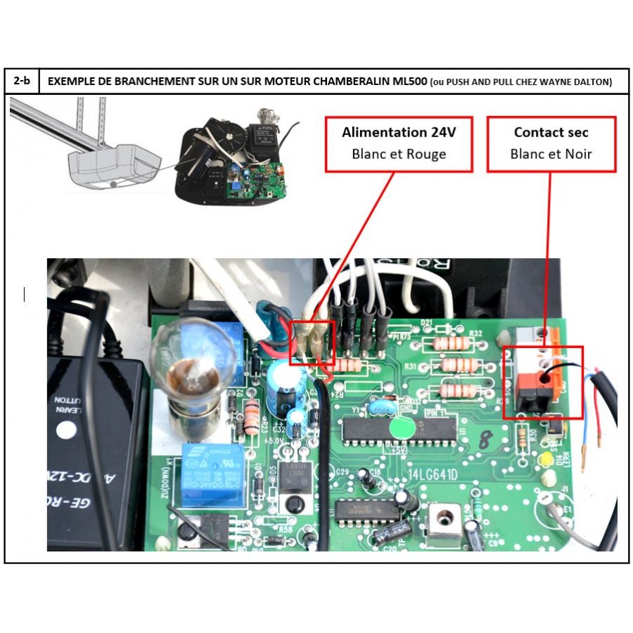 Universal radio receiver for a garage door motor