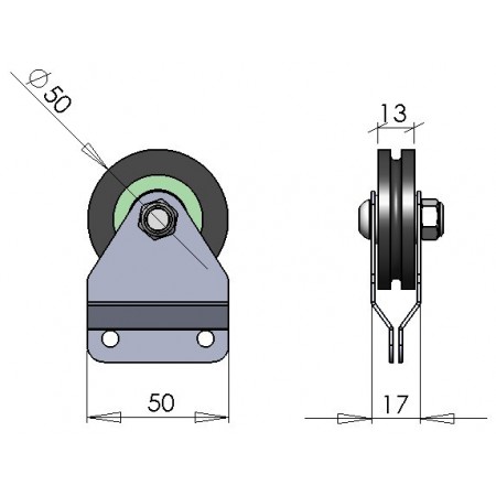 Mobile Nylon Pulley and Support Assembly