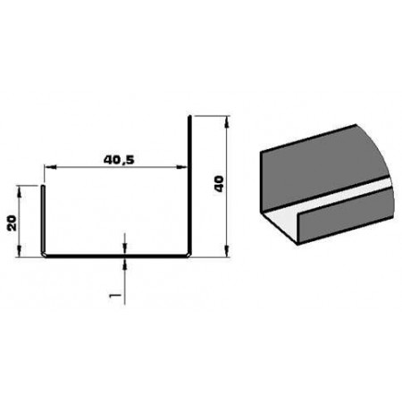 Profil Acier 40x40x20 x2500mm