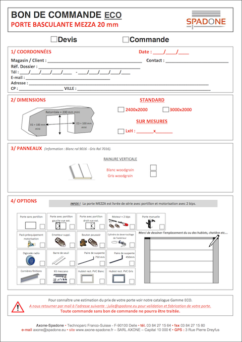 Order forms eco range