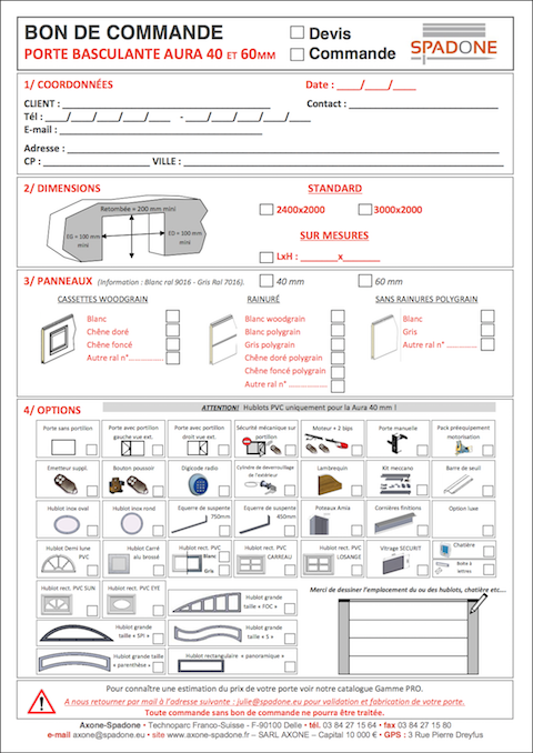 Order forms pro range