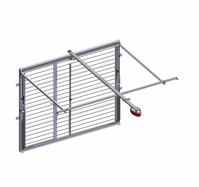 Operation of an up-and-over garage door viewed from the inside