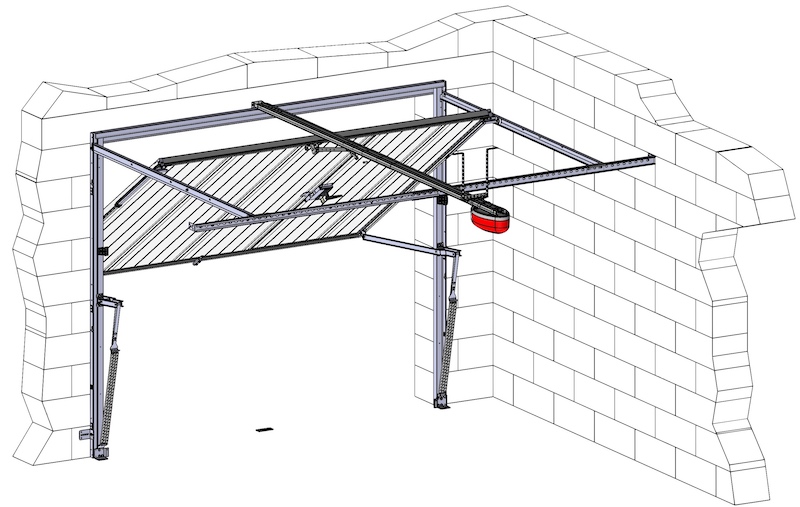 Installation of an operator on an up-and-over door