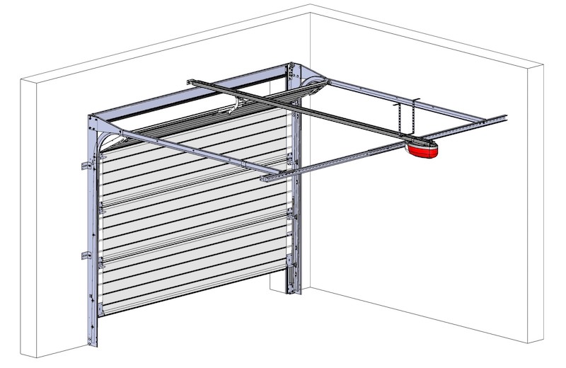 Installation of an operator on a sectional garage door