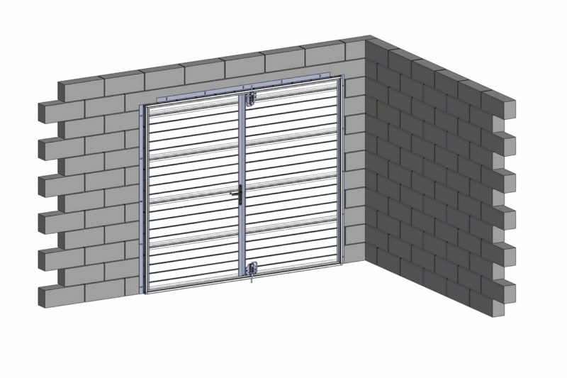 Animation of a service door with two leaves, interior view