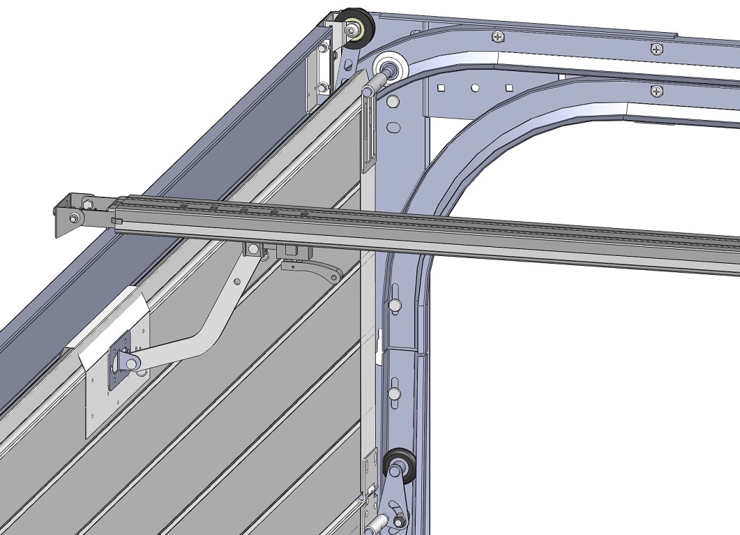 Zoom on the rails of a double track sectional door