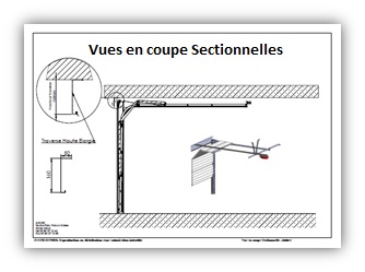 Sectional view of a monorail sectional garage door