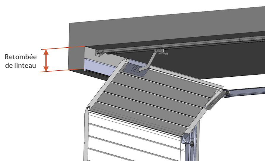 Schéma de la retombée de linteau porte sectionnelle