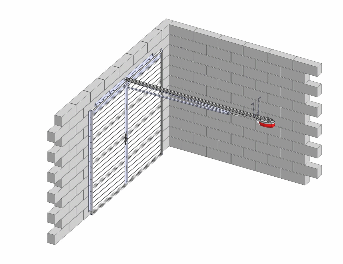 Motorized 2-leaf door animation