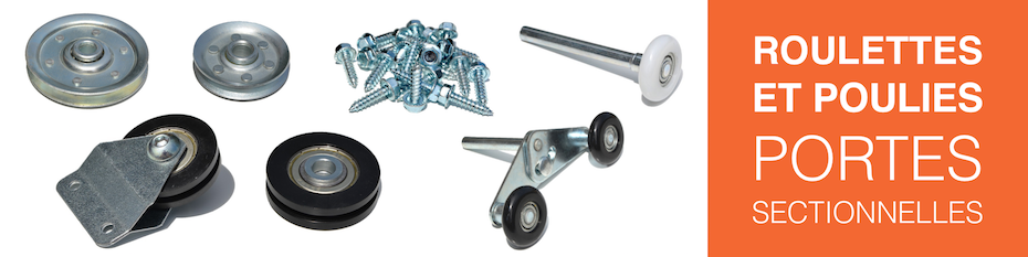 Nylon rollers and pulleys with ball bearing groove for sectional garage doors