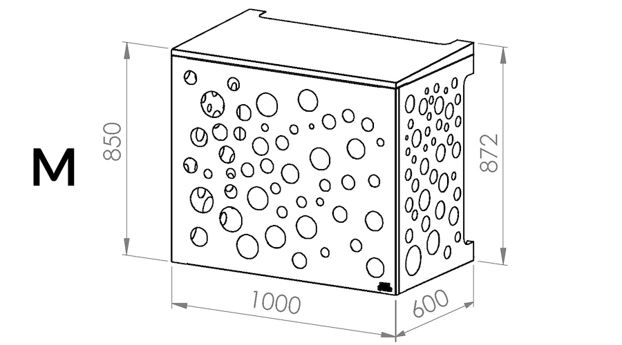Dimensions cache climatisation et pompe à chaleur - taille M Dimensions cache climatisation et pompe à chaleur - taille M