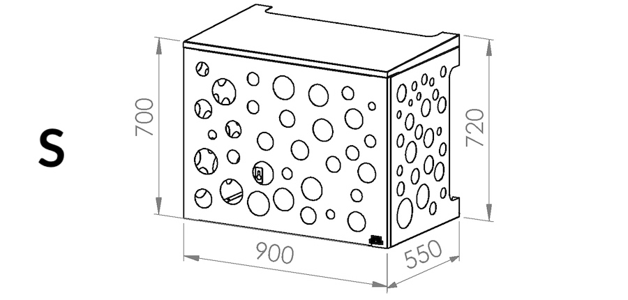 Dimensions cache climatisation et pompe à chaleur - taille S Dimensions cache climatisation et pompe à chaleur - taille S